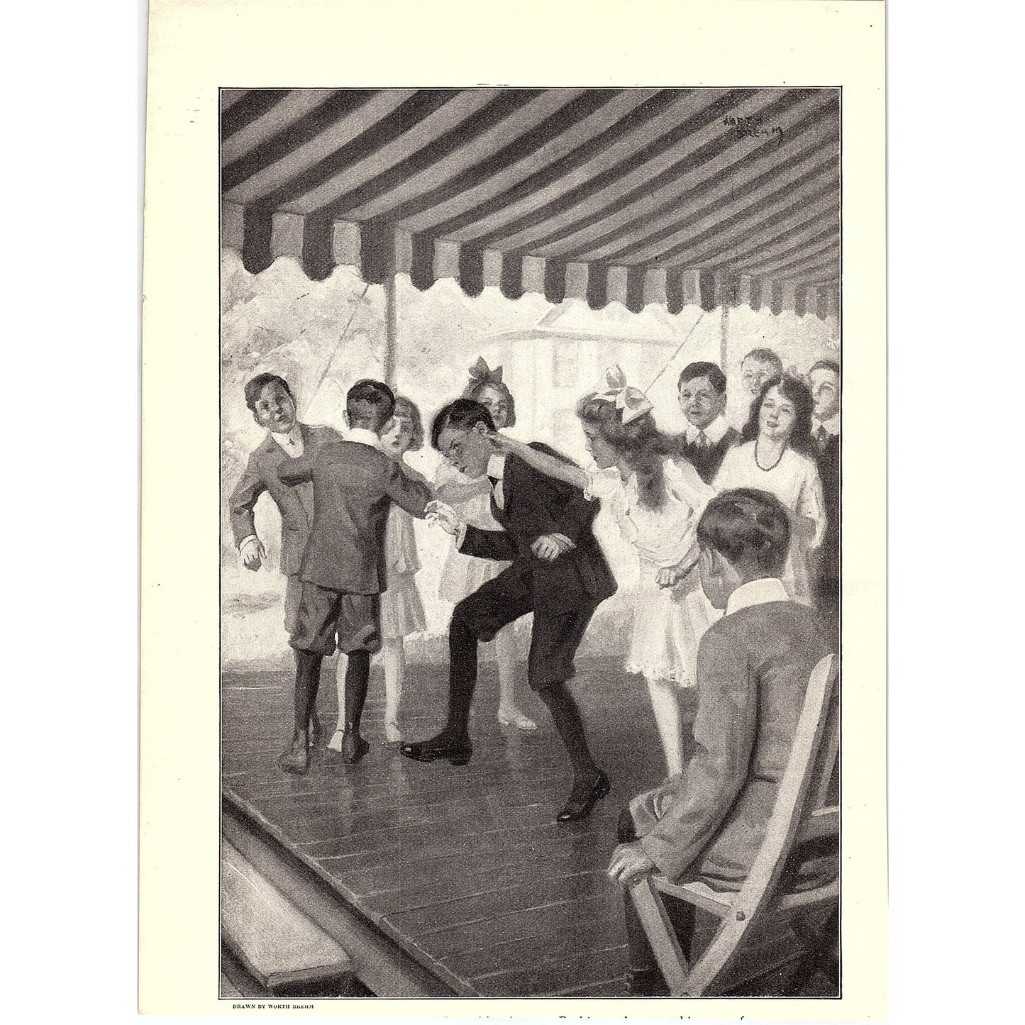 c1910 Children at a Social Worth Brehm Antique Art Print 6x9 V4