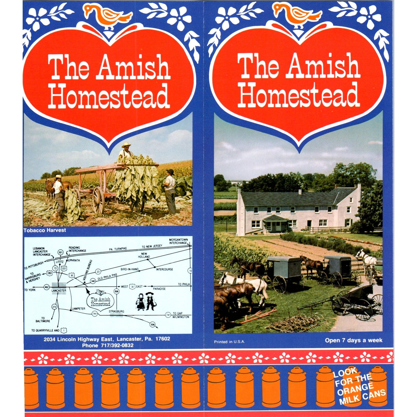 1970s The Amish Homestead Lincoln Highway Lancaster PA Brochure TF4-BB