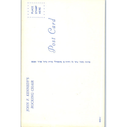 President JFK John F. Kennedy's Rocking Chair Vintage Postcard PC16