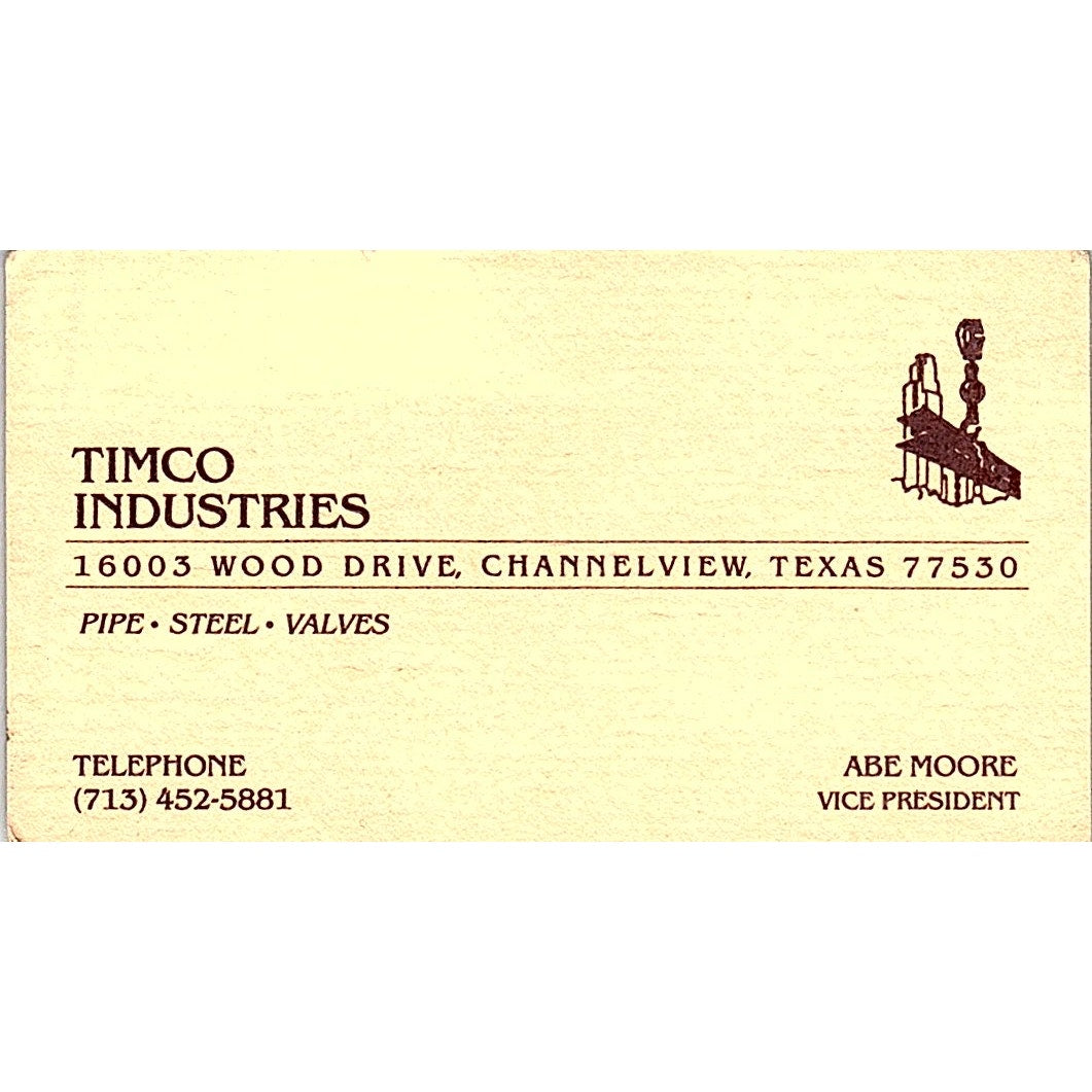 Timco Industries Abe Moore Channelview TX Vintage Business Card SE5-B2