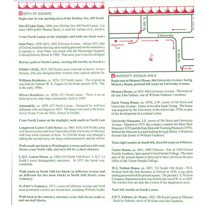 Vintage Oxford Mississippi Walking Tour Fold Out Map & Travel Brochure TF4-B4