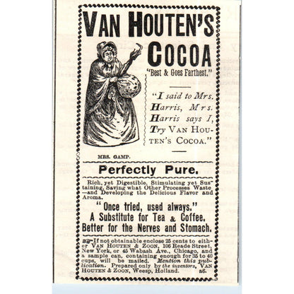 Van Houten's Cocoa Van Houten & Zoon Weesp Holland c1890 Victorian Ad AE8-CH5