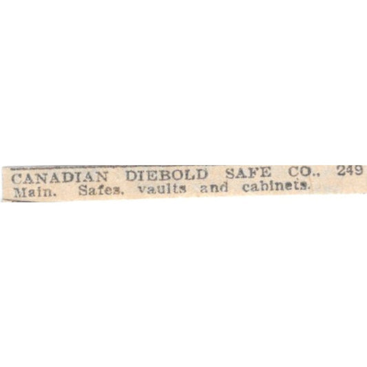 Canadian Diebold Safe Co 249 Main Street Winnipeg 1920 Ad AG2-S12