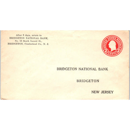 Bridgeton National Bank New Jersey Postal Cover Envelope TG7-PC3