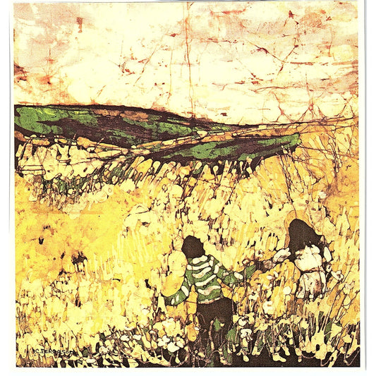 Children in Wheat Field C. Ferguson Vintage Art Print 5x5 V12