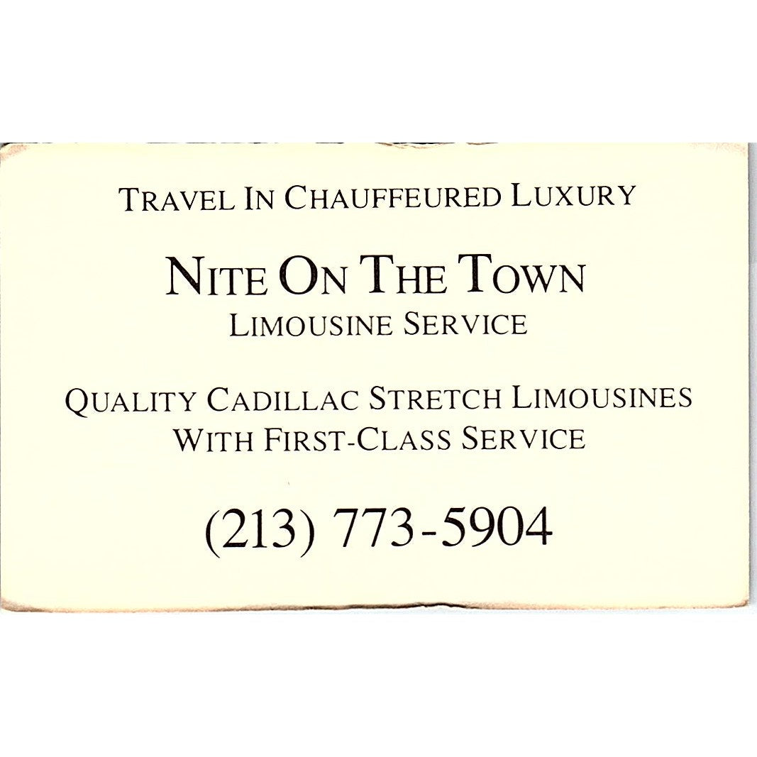 Nite On The Town Limousine Service Vintage Business Card SB4-B6