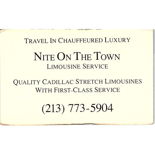 Nite On The Town Limousine Service Vintage Business Card SB4-B6