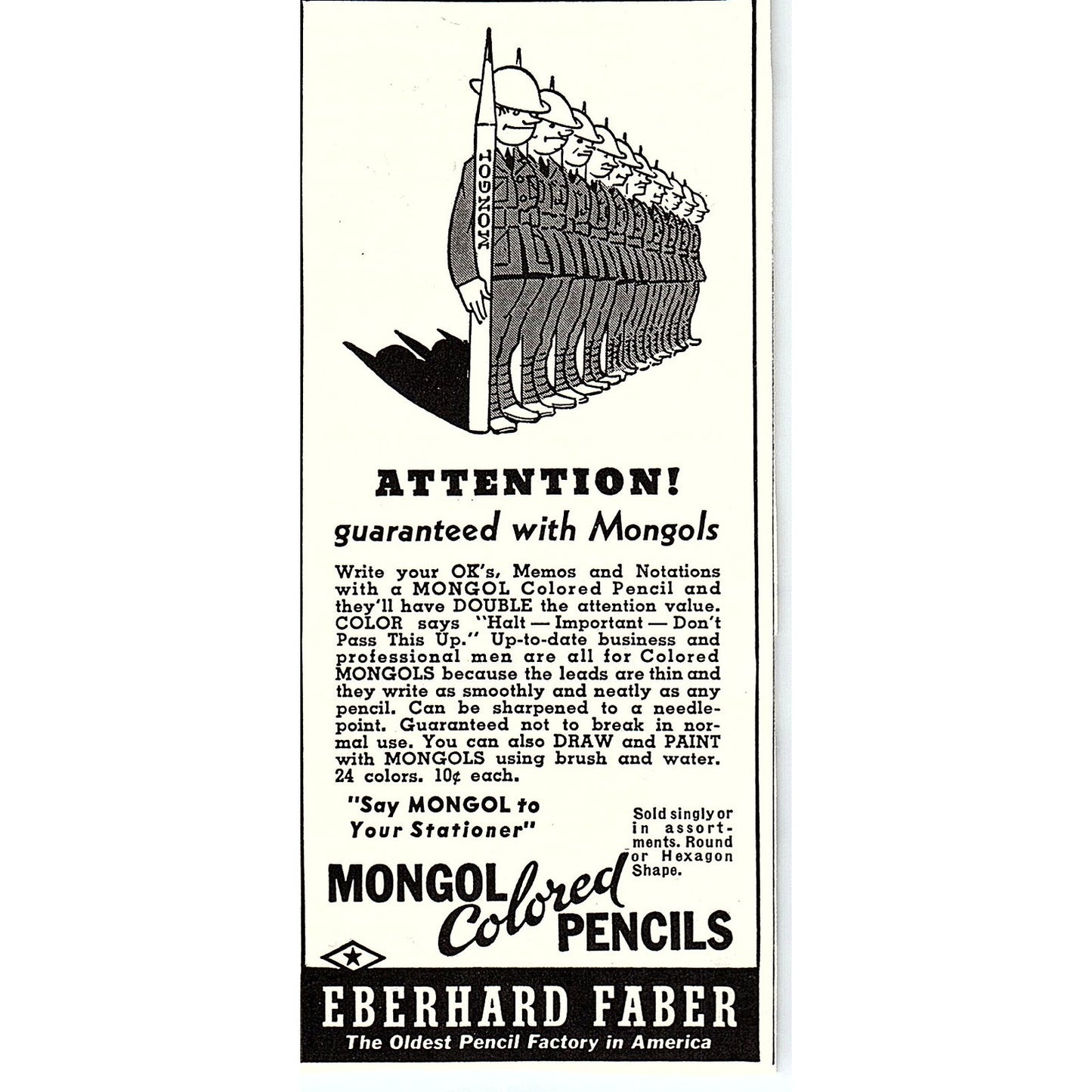 Mongol Colored Pencils - Eberhard Faber 1937 Magazine Ad AG4-M4