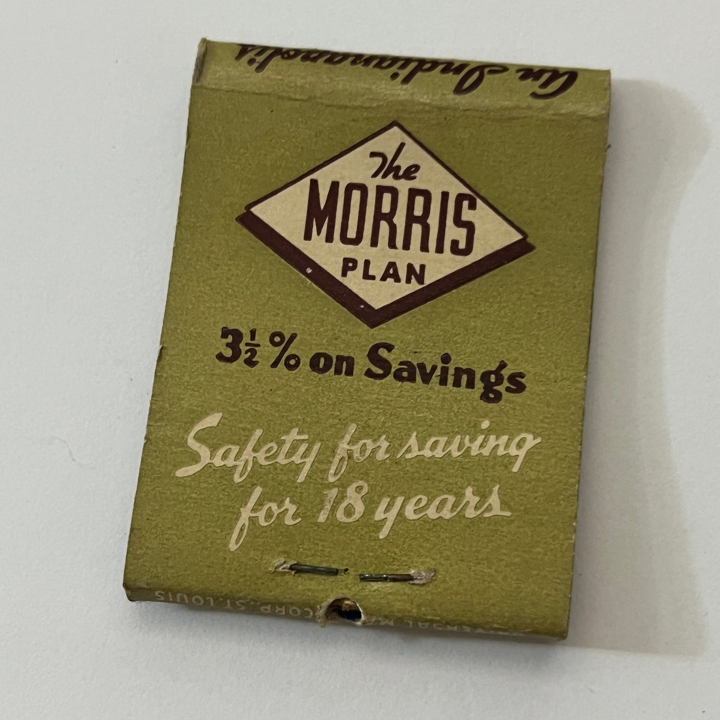 The Morris Plan 110 E. Washington Indianapolis Vintage Matchbook Cover TB6-MB1-2