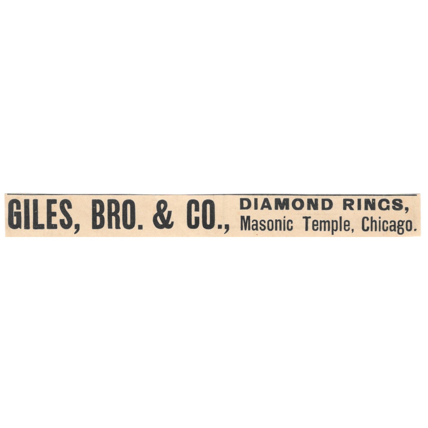 Giles, Bro & Co Diamond Rings Masonic Temple Chicago 1892 Magazine Ad AB6-SM1