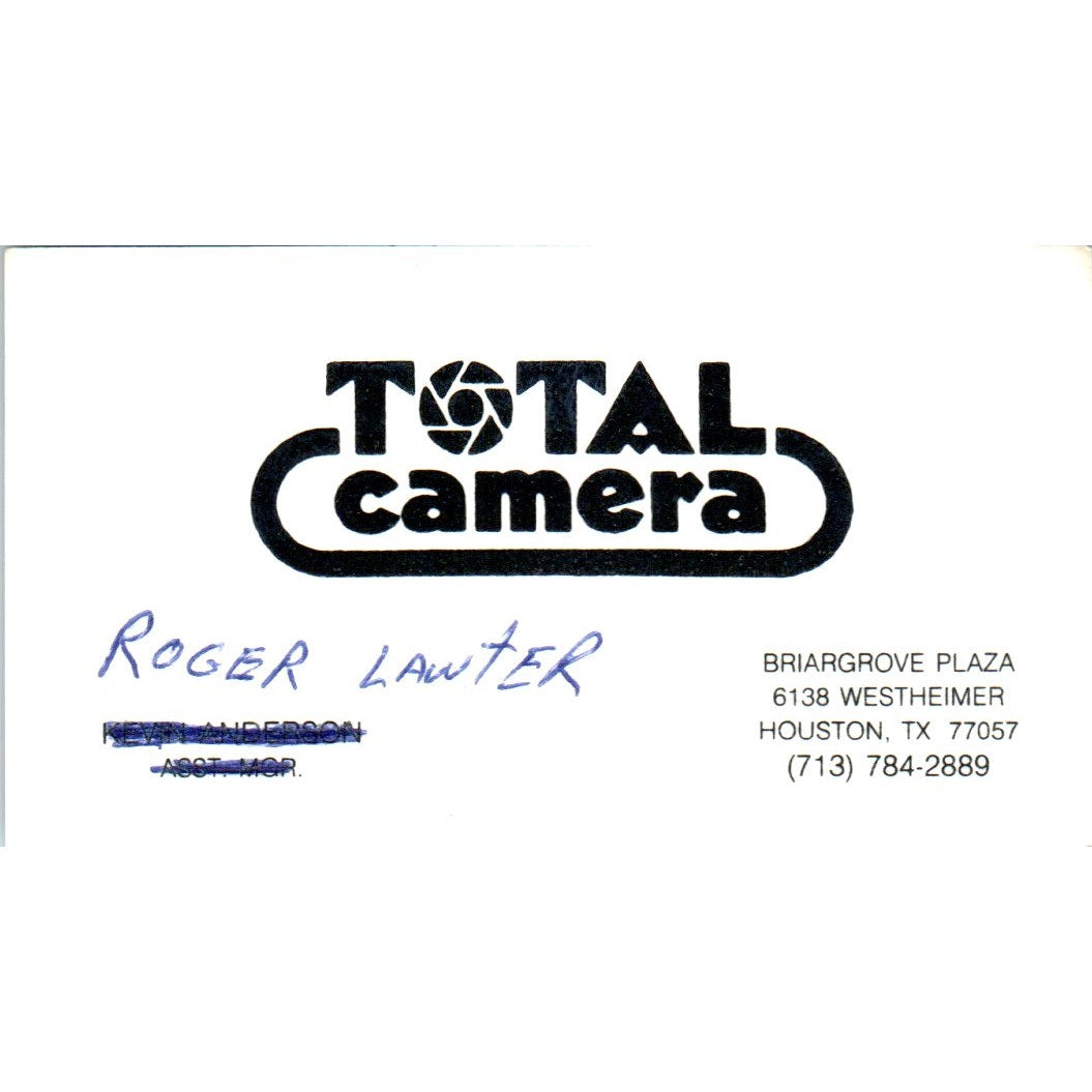 Total Camera Roger Lawter Houston TX Vintage Business Card SD8-B17
