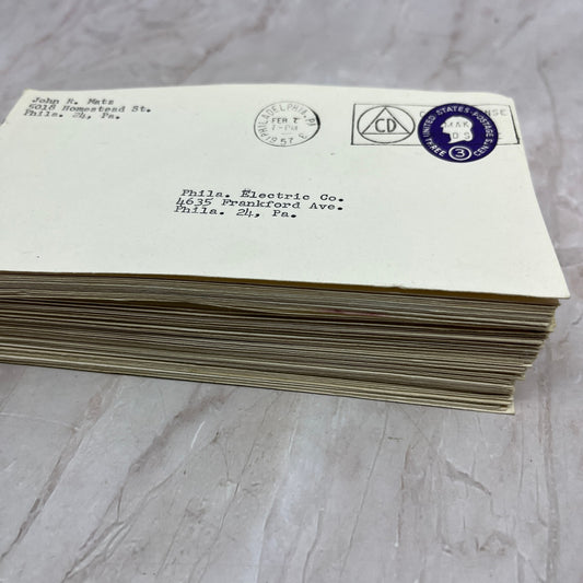 Huge Lot 50+ Philadelphia Electric Company 1957 Postal Cover Envelopes TG7-PEC1