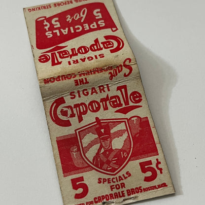 Sigari Caporale Specials Cigars 5 for 5 Cents Vintage Matchbook Cover TB6-MB1-12
