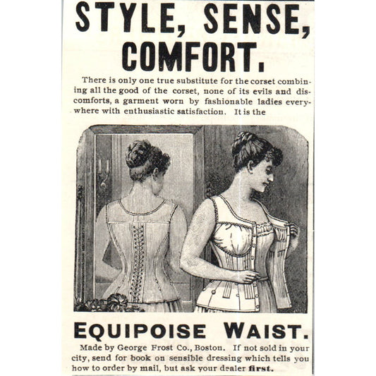 Equipoise Waist Corset George Frost Co Boston c1890 Victorian Ad AE8-CH6