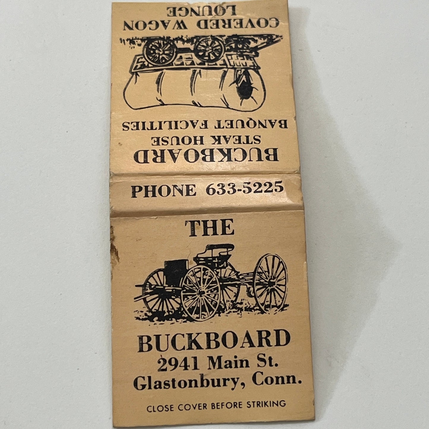 The Buckboard Covered Wagon Lounge Glastonbury Vintage Matchbook Cover TB8-MB-10