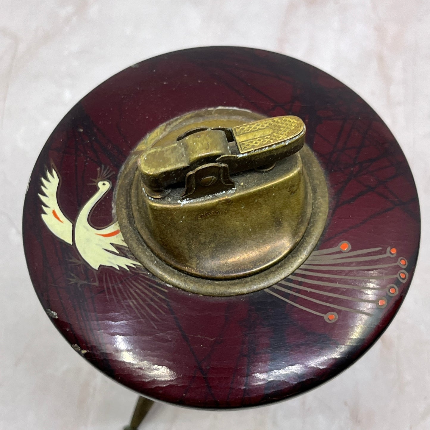 1950s Atomic Cherrywood Japan Flying Saucer Pedestal UFO Table Lighter TL5
