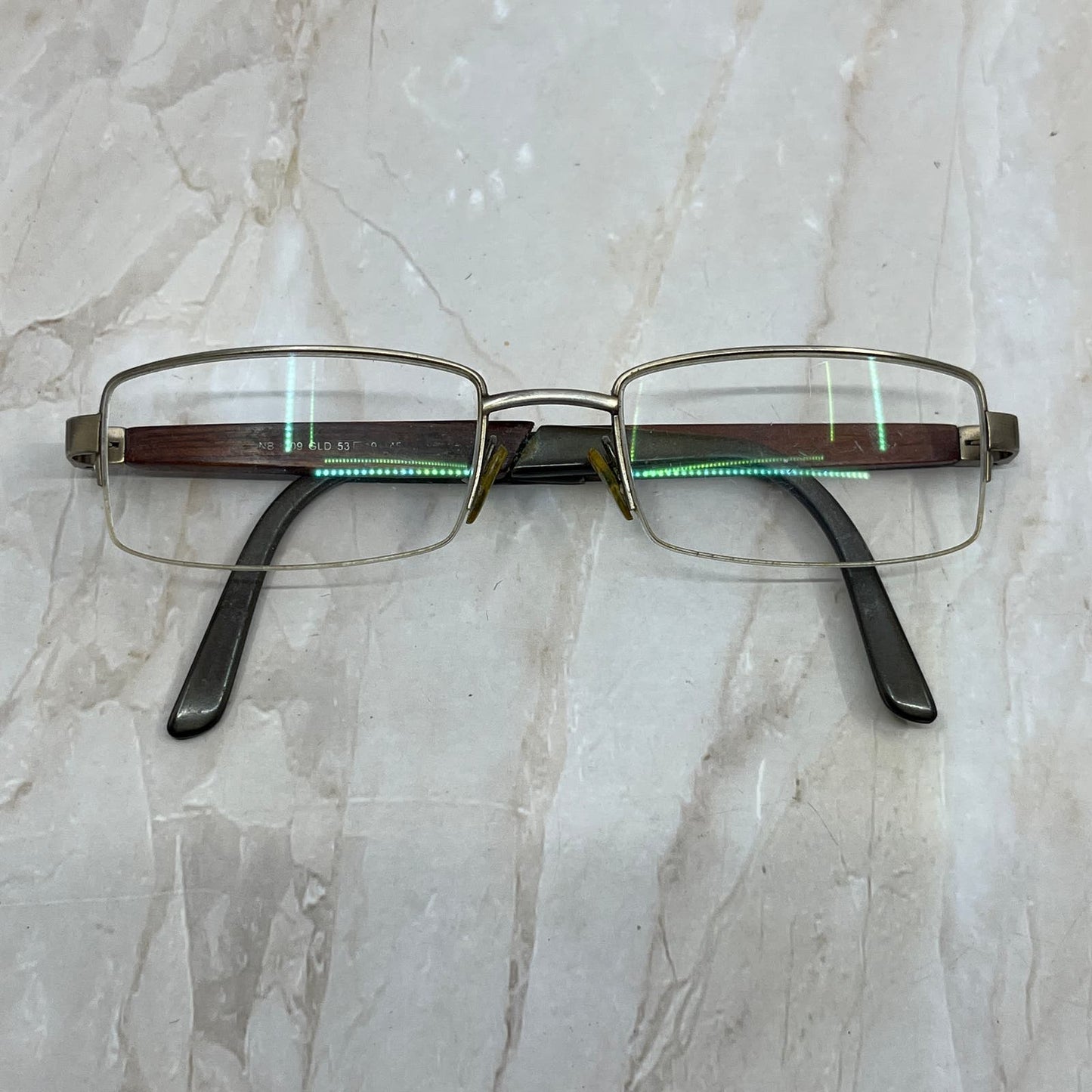 Rectangle Wood Arm Half Rim Sunglasses Eyeglasses Frames TE9-G5-7