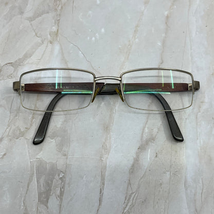 Rectangle Wood Arm Half Rim Sunglasses Eyeglasses Frames TE9-G5-7