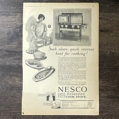 1927 Nesco Kerosene Cook Stove Vintage Magazine Ad 11x15 V11