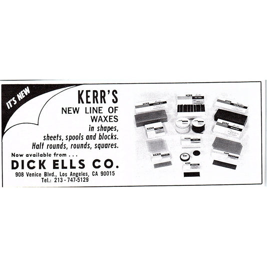 Dick Ells Co Kerr's Waxes Los Angeles California 1972 Ad AF8-M4
