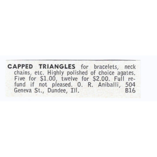 O.R. Aniball Capped Triangles Dundee IL 1964 Magazine Ad AK6-S8