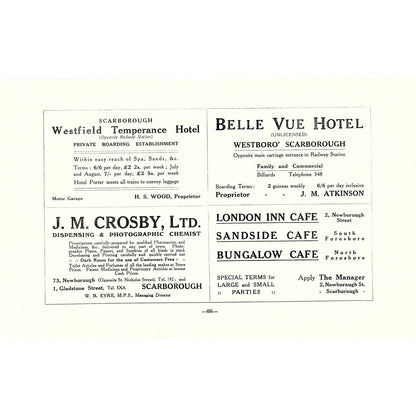 Hotel Astoria Esplanade, Westfield Temperance Hotel Scarborough c1910 Ad AF3-9