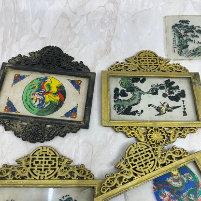 Vintage Huge Lot of Oriental Chinese Japanese Mini Wall Art Plaques TF5