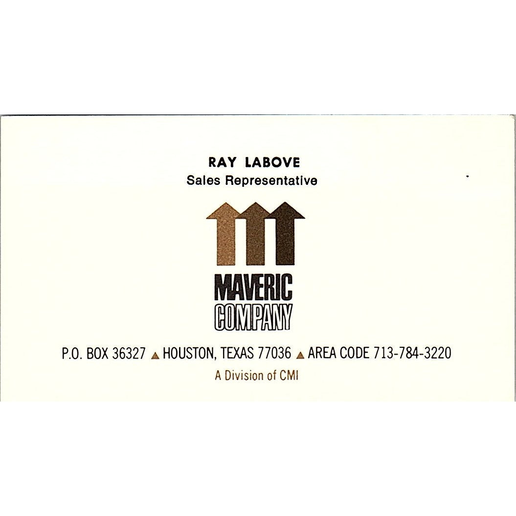 Maveric Company Ray Labove Houston Texas  Vintage Business Card SB4-B4