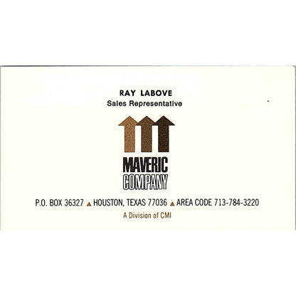 Maveric Company Ray Labove Houston Texas  Vintage Business Card SB4-B4