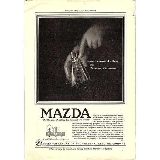 Mazda Light Bulbs General Electric Research Laboratories c1920 Ad AF8-7