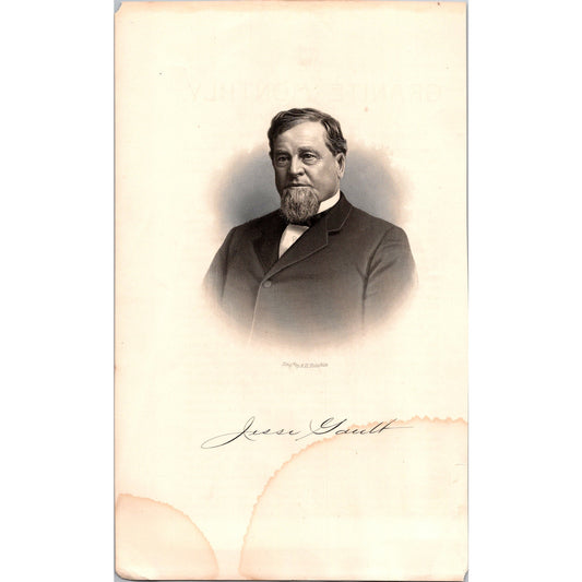 Portrait of Hon. Jesse Gault Chester New Hampshire 1886 Engraving AJ7-3