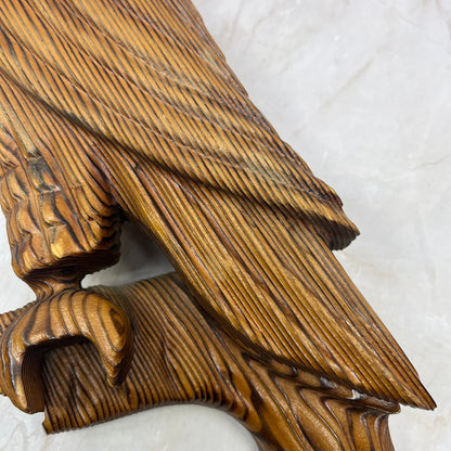 Vintage Large Rustic Carved Solid Wood Eagle Wall Art 24x6”