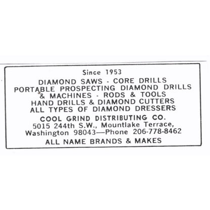 Cool Grind Distributing Co Lapidary Mountlake Terrace WA 1972 Ad AF8-S3