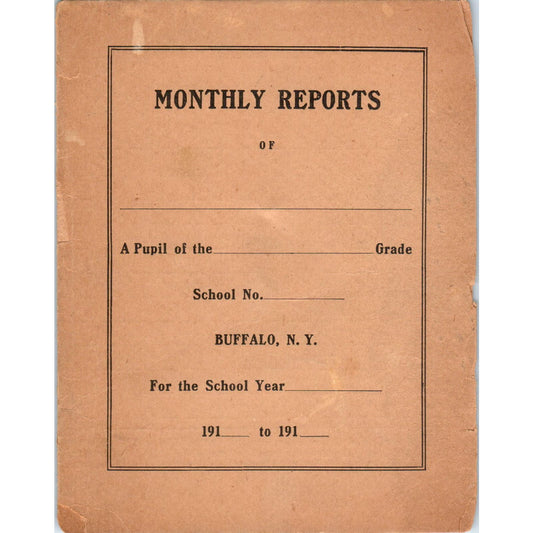 c1910 Buffalo NY Public School No 38 Report Card Graham Dodds AE6