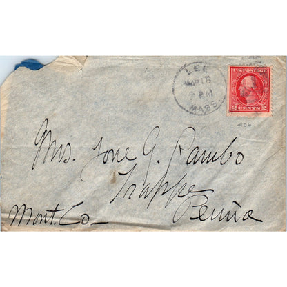 c1910 Lee MA to Trappe PA Jane G. Rambo Postal Cover Envelope TG7-PC1