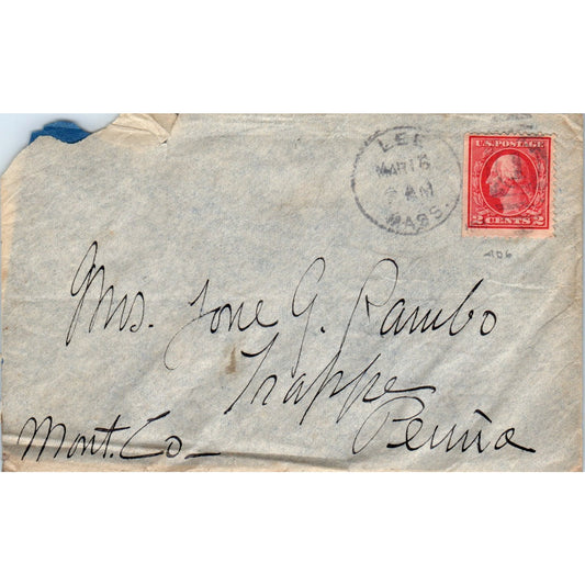 c1910 Lee MA to Trappe PA Jane G. Rambo Postal Cover Envelope TG7-PC1