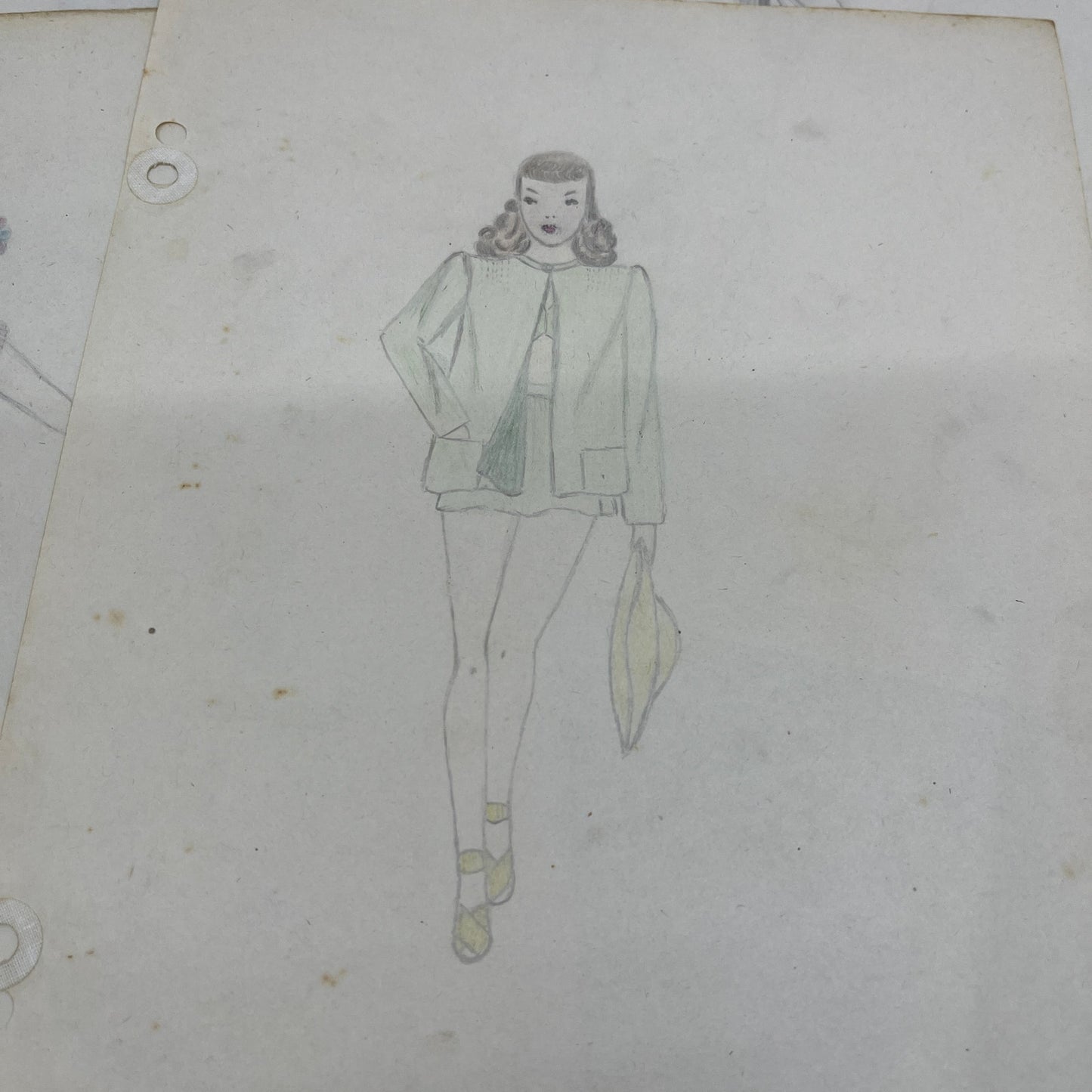1940s Lot of 7 Art Student 7x10 Fashion Sketches & Studies Winifred Schutsky TC5