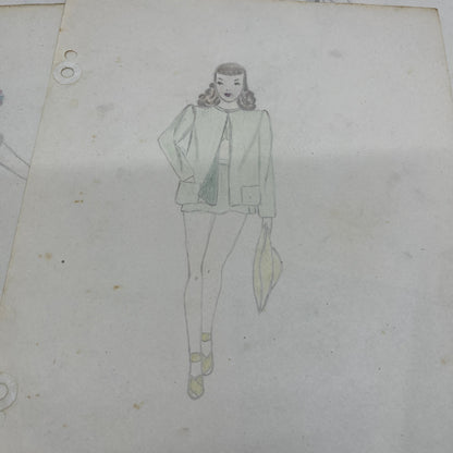 1940s Lot of 7 Art Student 7x10 Fashion Sketches & Studies Winifred Schutsky TC5