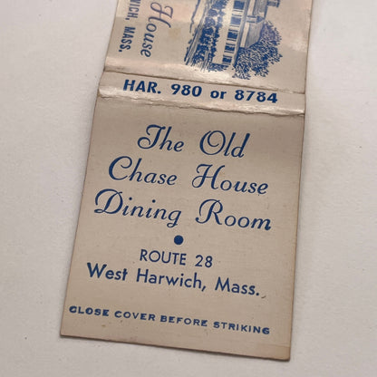 The Old Chase House Dining Room West Harwich MA Vintage Matchbook TB8-MB-15