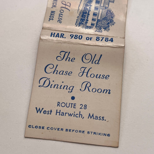 The Old Chase House Dining Room West Harwich MA Vintage Matchbook TB8-MB-15