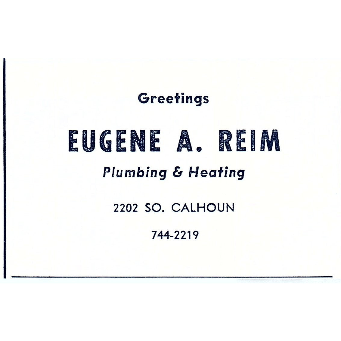 Eugene A Reim Plumbing & Heating 2202 So Calhoun Ft Wayne Indiana 1964 Ad AG1-M5