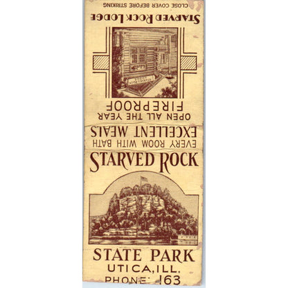 Starved Rock Lodge State Park Utica IL Vintage Matchbook Cover SD4-Y11