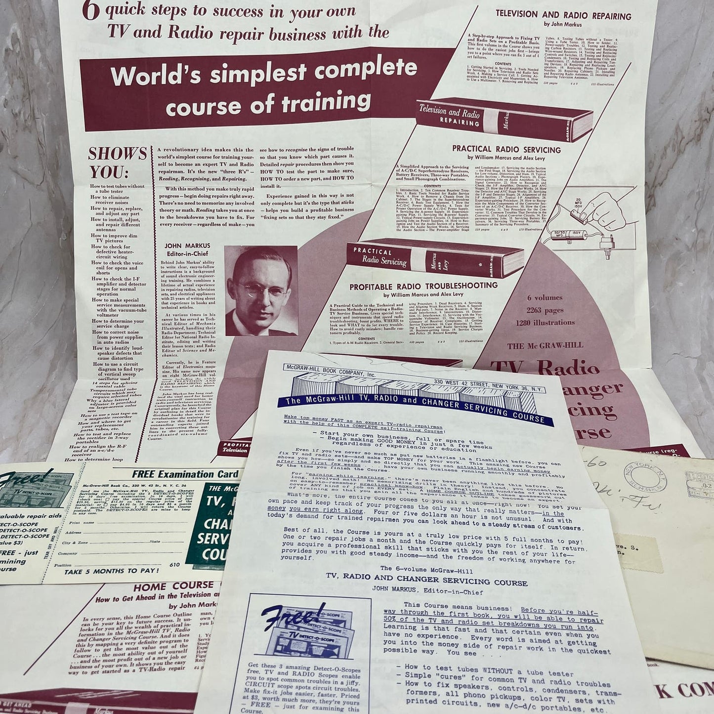 Vtg McGraw-Hill TV, Radio and Changer Servicing Course Promotional Material AE3