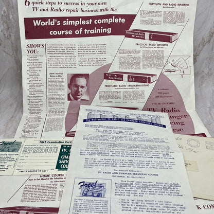 Vtg McGraw-Hill TV, Radio and Changer Servicing Course Promotional Material AE3