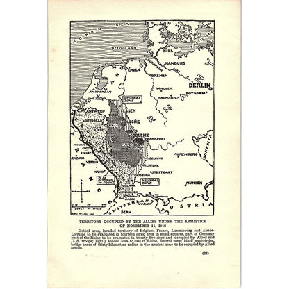 Territory Occupied by the Allies Under 1918 Armistice 1919 WWI Map Print AF9-14