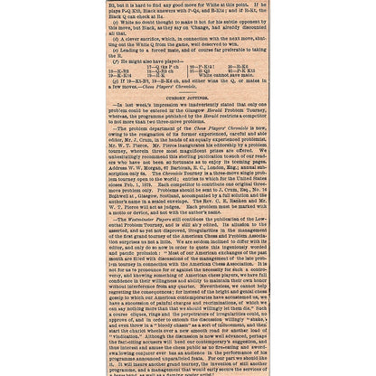 The Game of Chess Puzzle Problem No. 32 - 2 Pages 1878 Article AG2-7