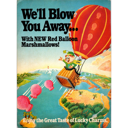 Lucky Charms New Red Balloon Marshmallows General Mills 1989 Ad B23