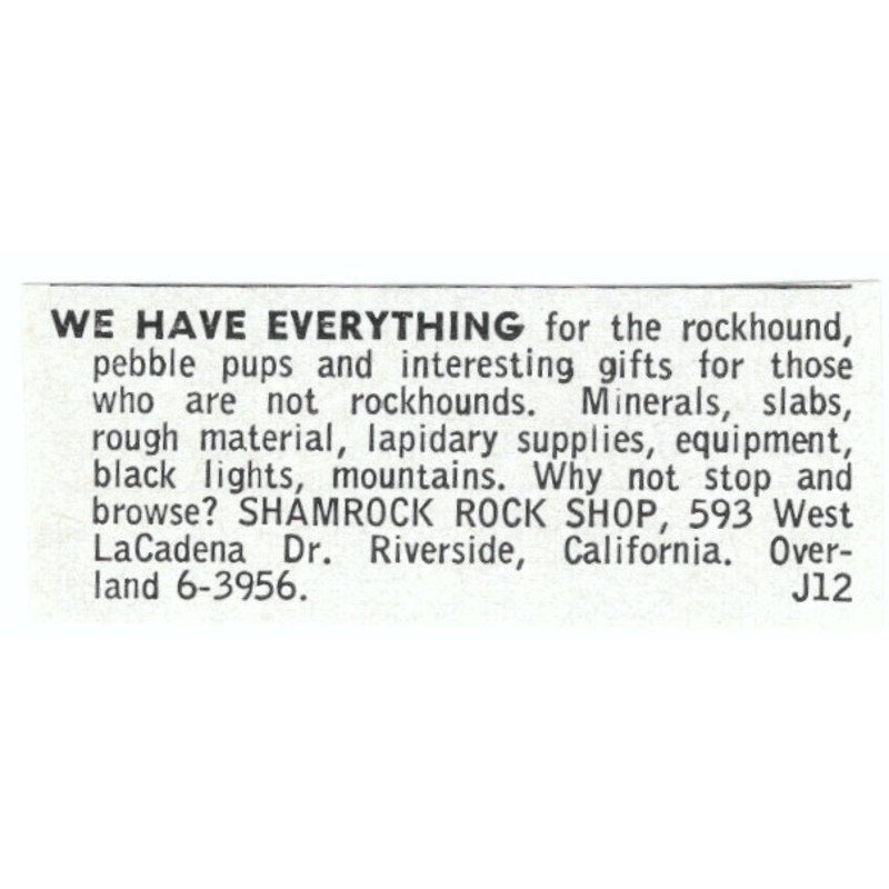 Shamrock Rock Shop Riverside California 1964 Magazine Ad AB6-LJS1