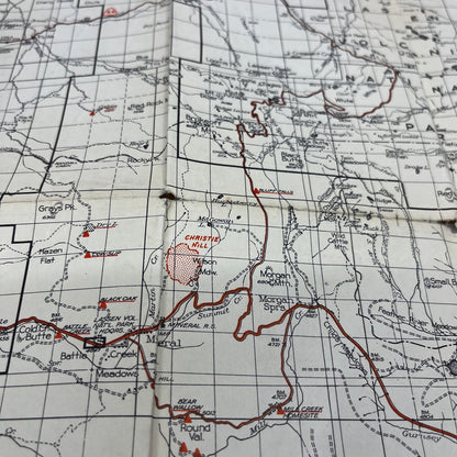 1952 USDA Mineral District Lassen National Forest California Fold Out Map AF7-E4