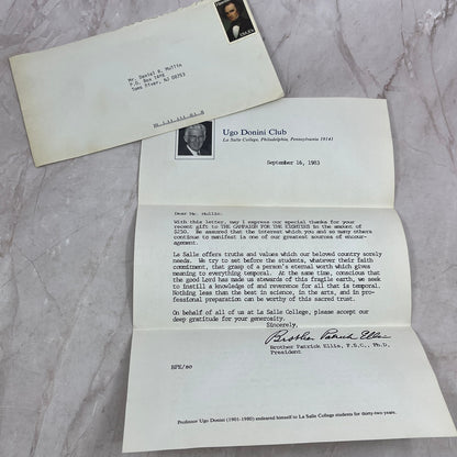 1983 Ugo Donini Club Letter to Daniel R. Mullin Toms River Postal Cover Ai5-PCL